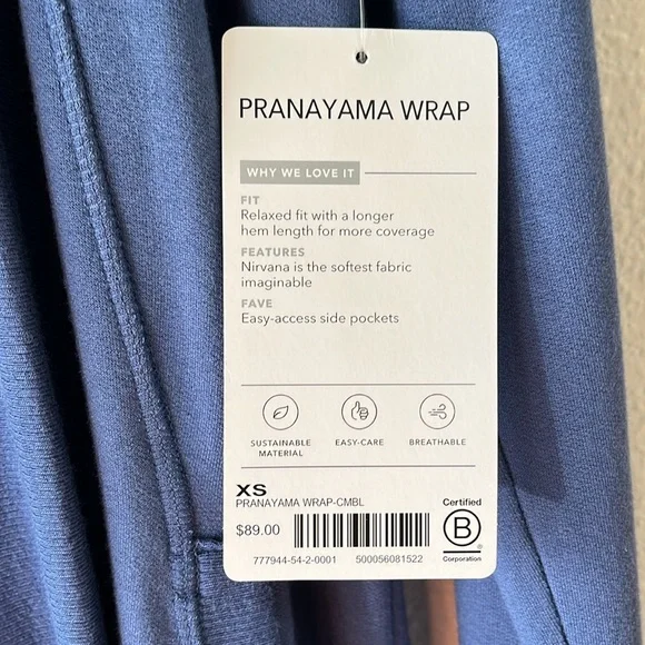 Athleta Pranayama Wrap Soft Cardigan Blue Pockets NWT XS - Picture 4 of 8